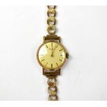 ROTARY; a ladies' vintage wristwatch, the circular dial with recessed gold baton numerals,