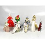 Nine various porcelain and glass figures to include two Lladró figures,