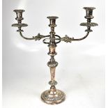 A late 19th century large and impressive Regency-style silver plated candelabra,