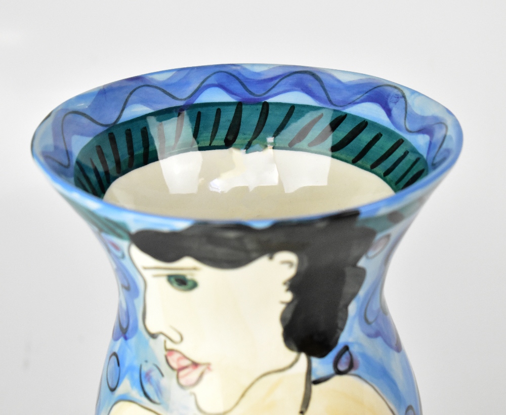 KAREN ATHERLEY; a hand painted baluster vase with narrow base and flared neck, - Image 2 of 5