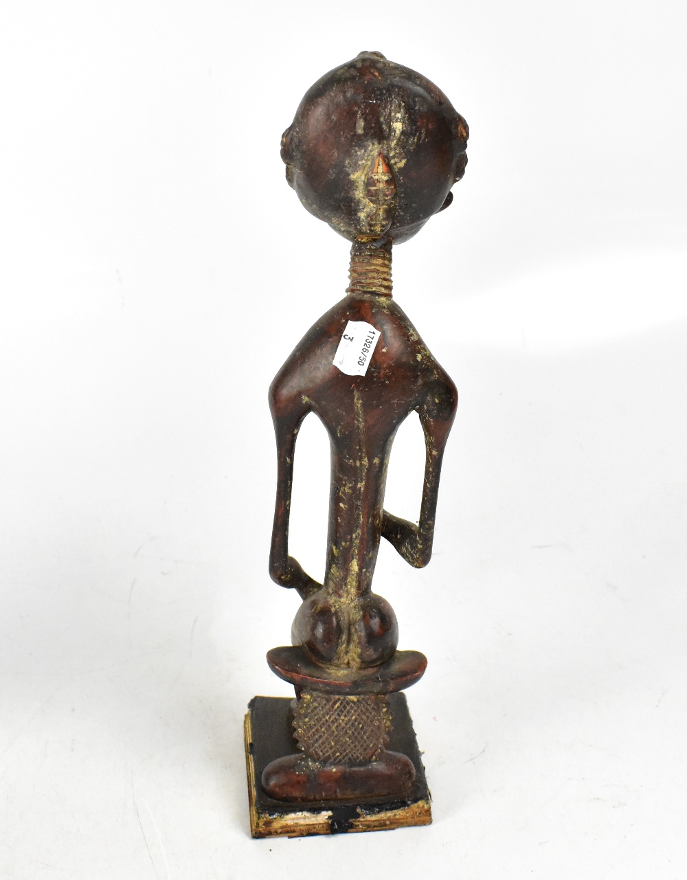 An African carved wooden tribal figure with traces of pigmentation, height 34cm, - Image 3 of 5