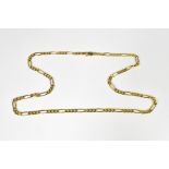 A 9ct gold figaro link necklace with lobster claw clasp, length approx 50cm, approx 7.2g.
