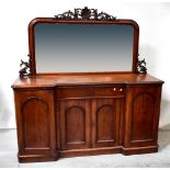 A Victorian mahogany break-front mirror back sideboard,