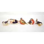 ROYAL CROWN DERBY; five Imari decorated porcelain bird/fowl paperweights,