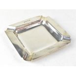 A George VI hallmarked square silver ashtray, William Neale & Son, Birmingham 1929, 11 x 11cm,