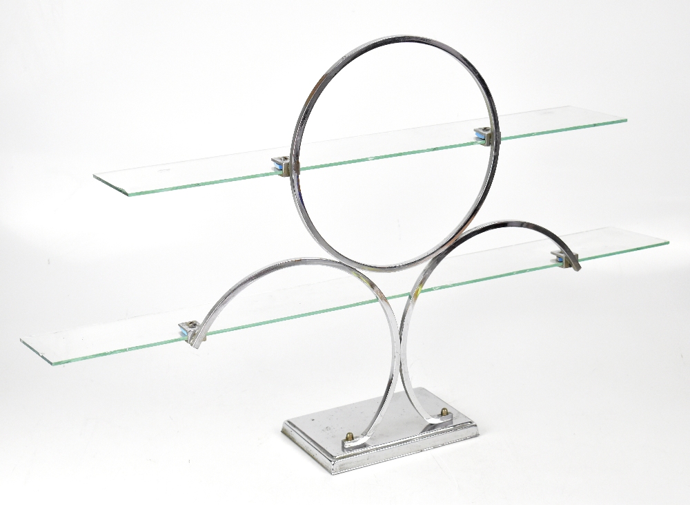 An Art Deco chrome and glass twin-shelf wall unit, 50 x 82cm. - Bild 3 aus 3