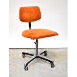 TANSAD; a vintage office chair with adjustable back rest and upholstered seat,
