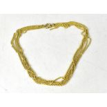 An Italian 9ct yellow gold five-strand necklace united by a hoop clasp, length approx 43cm,