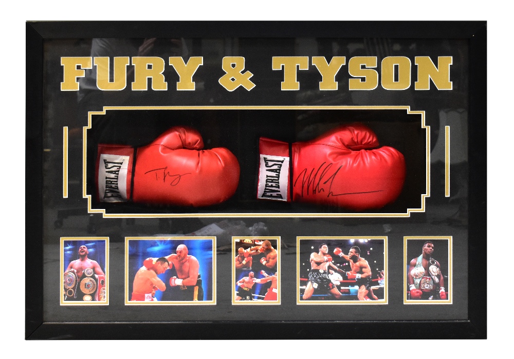 MIKE TYSON AND TYSON FURY; an illuminated framed montage, 'Fury & Tyson',