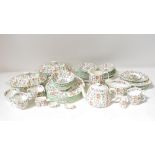 MINTON; a quantity of 'Haddon Hall' pattern dinner ware to include teapot, six teacups and saucers,