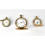 Three vintage pocket watches to include a gold plated full hunter example,