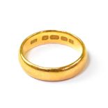 A 22ct gold band ring, size L, approx 5.4g.