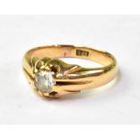A gentlemen's 18ct gold diamond signet ring with central claw set diamond, approx 0.