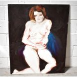 S LECIENE (21st century); oils, seated nude in aubergine, signed and dated verso, 103 x 80cm.
