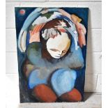 TERRY KANE (21st century); oil on canvas, abstract kneeling female figure, signed and dated verso,