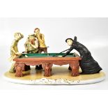 CAPODIMONTE; a figure group depicting a priest playing billiards,