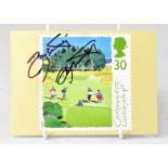 SEVERIANO BALLESTEROS; a card bearing the legendary golfer's signature.