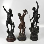 Three early 20th century spelter figures after the Classical originals,