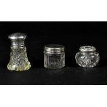 Three small cut glass silver mounted toi