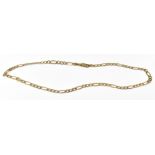 A 9ct yellow gold flat link necklace, approx 10g (af).