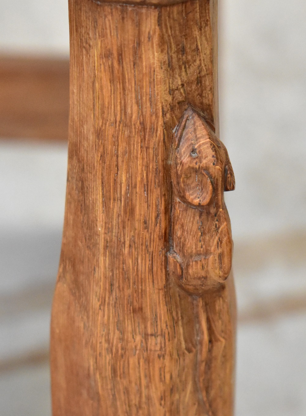 ROBERT 'MOUSEMAN' THOMPSON (1876-1955); an oak dining suite comprising hand adzed refectory table, - Bild 3 aus 13