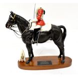 BESWICK; a mounted horse on a wooden plinth titled 'Life Guard',