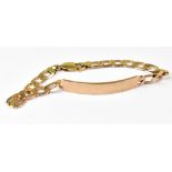 A 9ct yellow gold identity bracelet engr