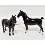 BESWICK; two black gloss horses, CH. Bla