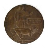 A WWI bronze commemorative plaque relati