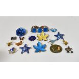 A quantity of mid-20th century Scandinavian enamelled jewellery to include Denmark sterling silver