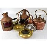 Various mixed copper and brass items to