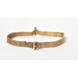 A 9ct gold woven semi-rigid strap, possi