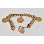 A 15ct gold belcher link bracelet with a