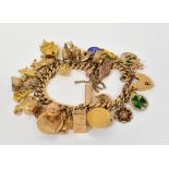 A 9ct gold charm bracelet with approxima