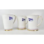 Three Shelley Cunard mugs, two with flar