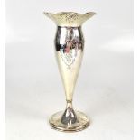 A large sterling silver tulip-shaped vas