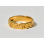 A 19th century 18ct gold band ring, the