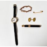 Various items of gold and plated jewelle