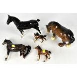 BESWICK; five various horses and foals (