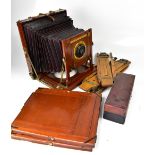 A Sharp & Hitchmough plate camera with Taylor, Taylor & Hobson lens casket,