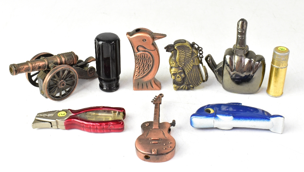 Nine novelty lighters comprising a canno