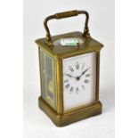 An early 20th century French brass carriage clock,