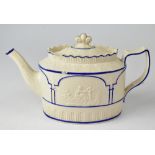 A c1800 salt glazed teapot with embossed