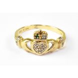 A 9ct yellow gold Claddagh ring, size T,