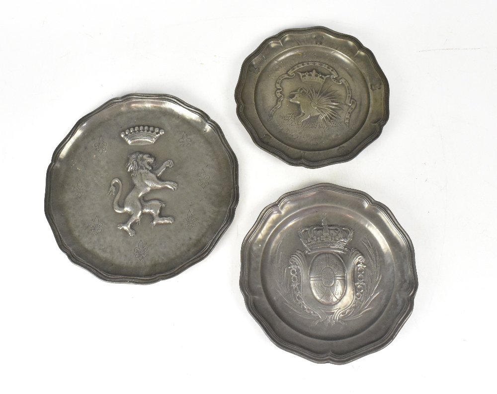 Three 19th century pewter bowls decorate