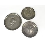 Three 19th century pewter bowls decorate