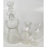 EDINBURGH CRYSTAL; a decanter and four g