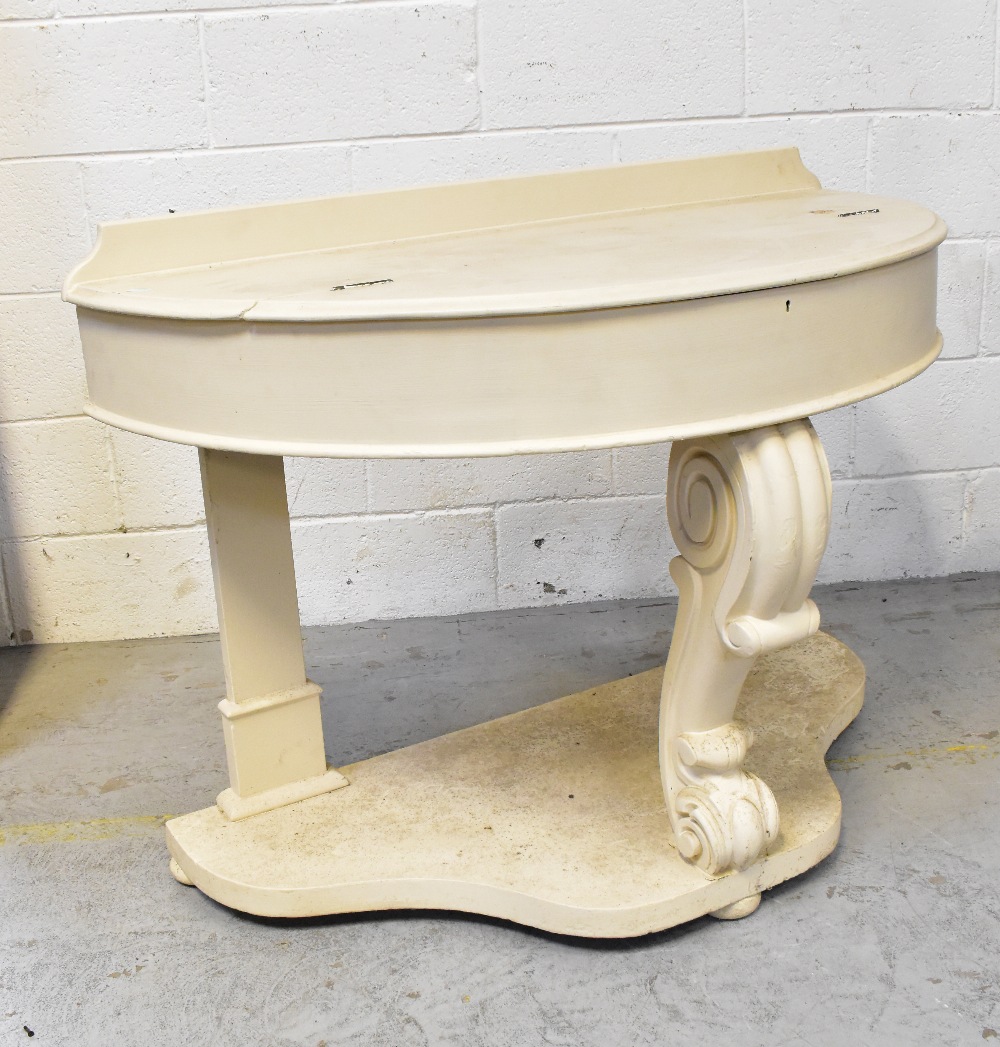 A white painted demi-lune console table - Bild 4 aus 4