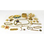 Various items of gold plated jewellery,