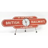 BRITISH RAILWAYS; a wooden totem clock sign,